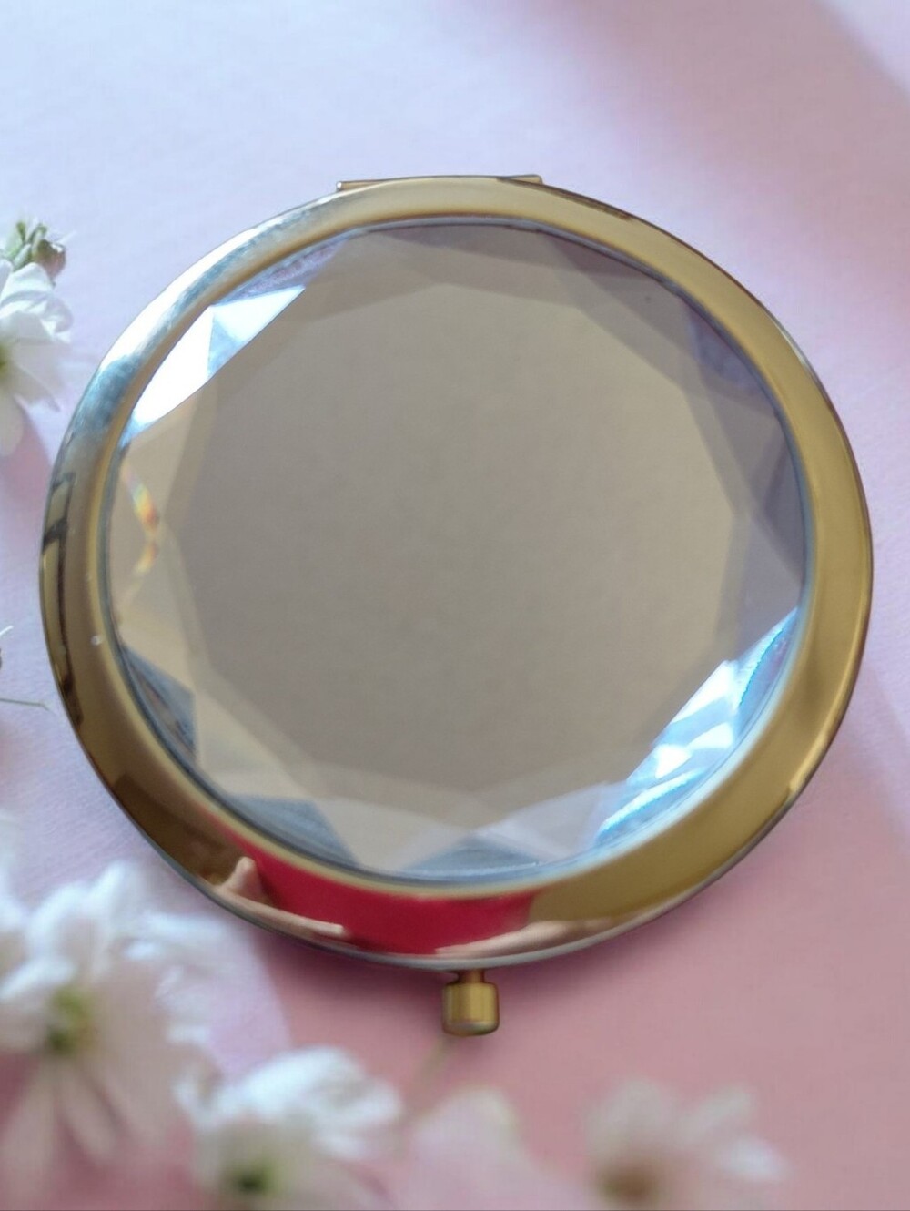 Clear/Silver And Gold Compact Mirror-Small